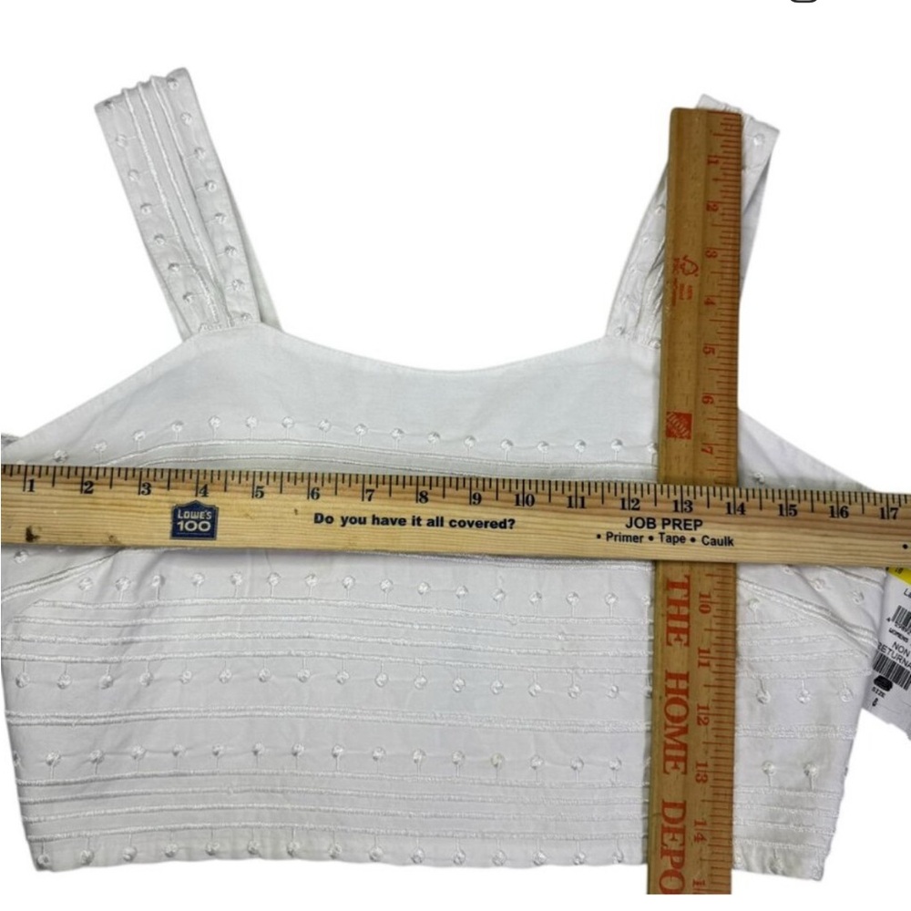 Avec Les Filles White Embroidered Crop Top Size 8 | Textured Cotton Tank | NWT - Picture 5 of 8